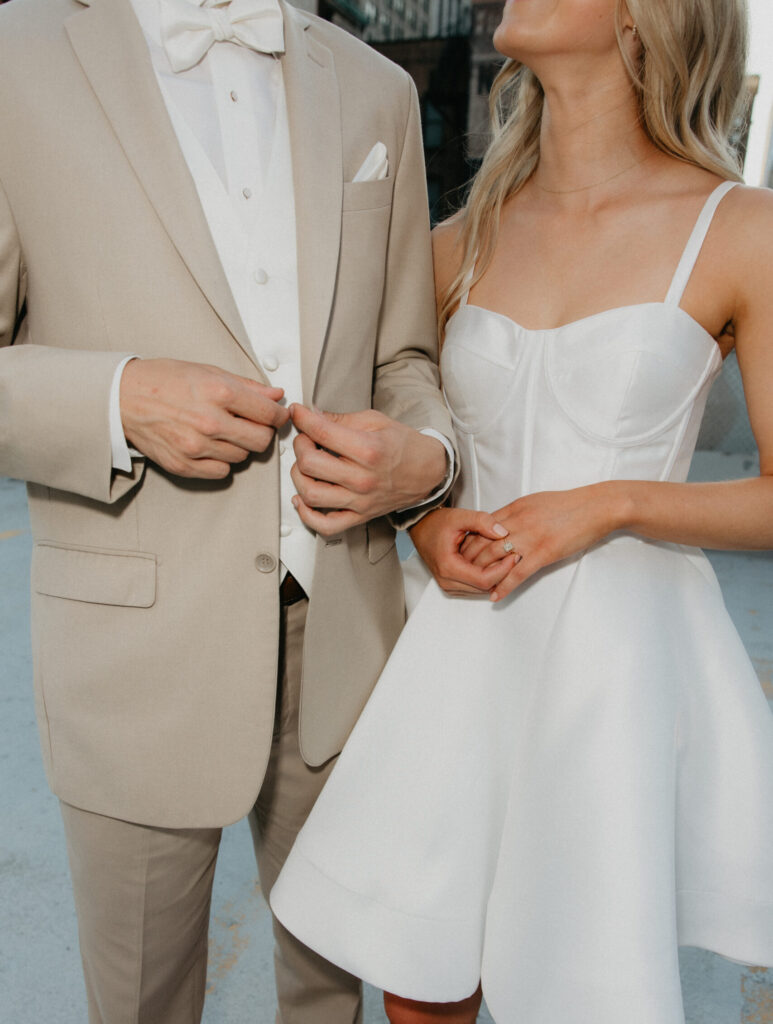 Posed Picture of a man and woman in dressy attire.